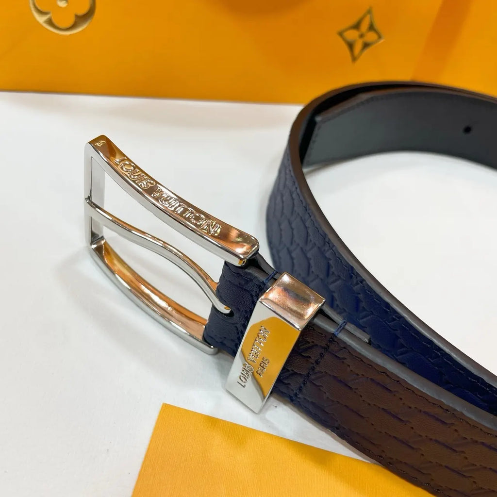 embossed Louis Vuitton Navy Belt - Hình 6