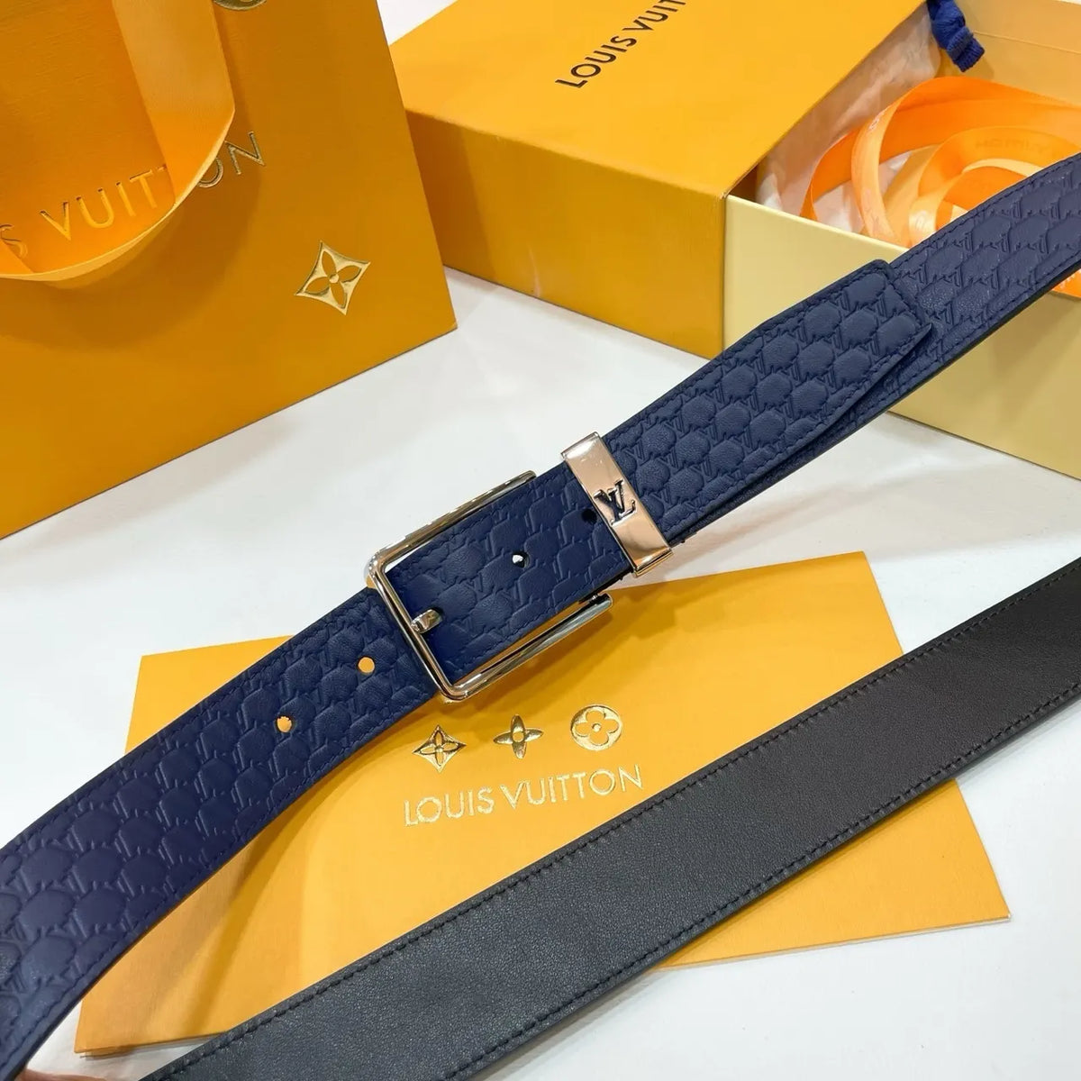 blue Louis Vuitton Navy Belt - Hình 4