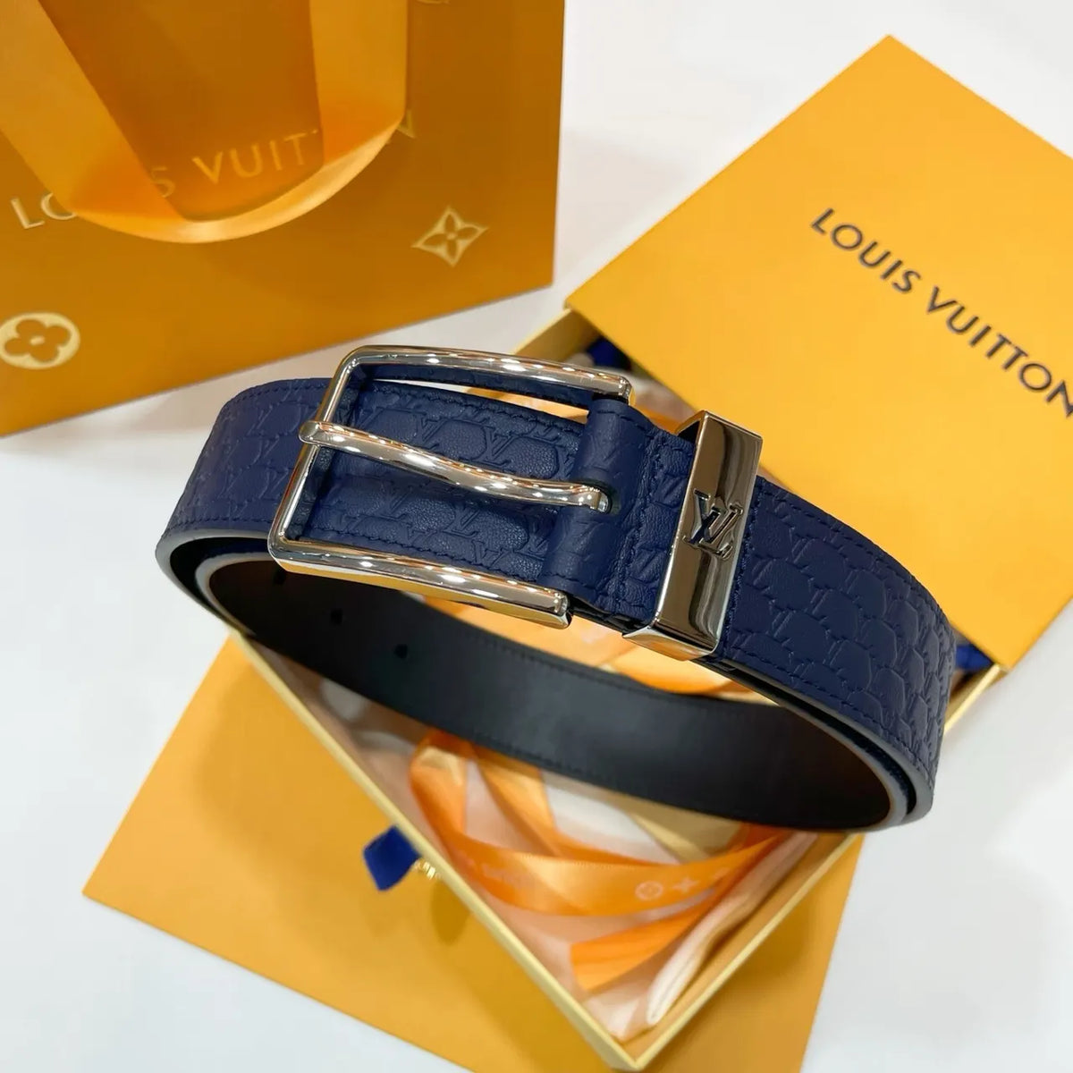 blue Louis Vuitton Navy Belt - Hình 5