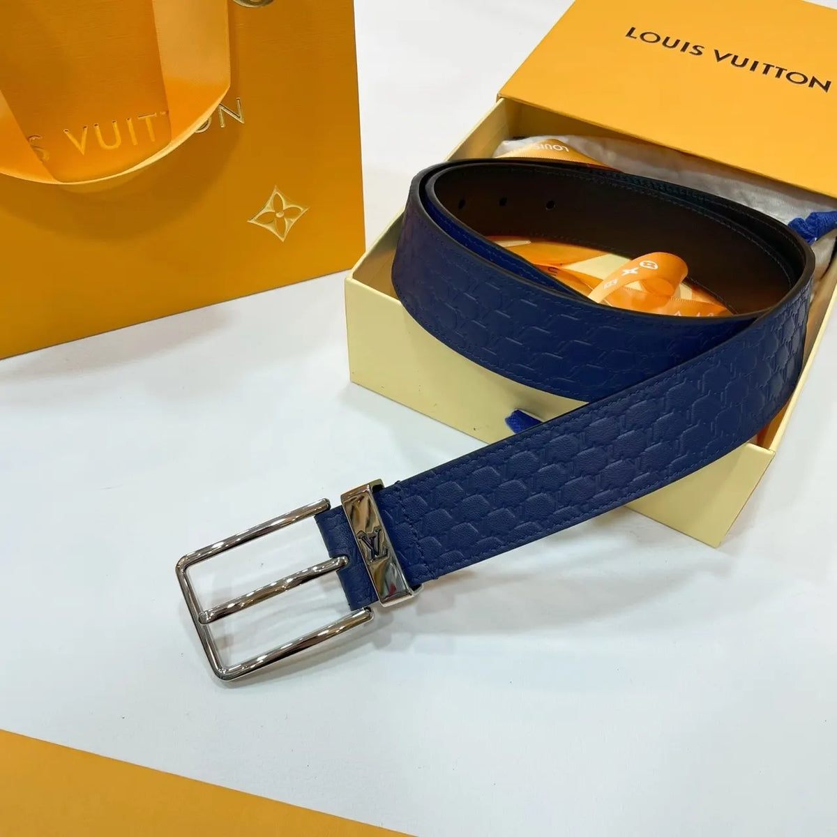 blue Louis Vuitton Navy Belt - Hình 6