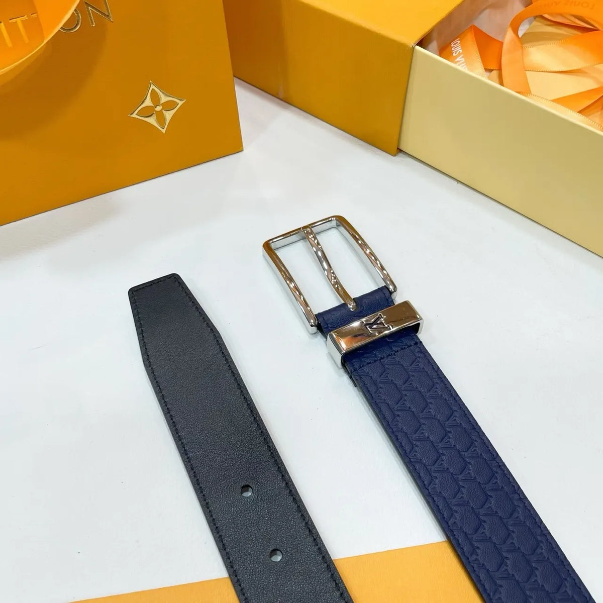 blue Louis Vuitton Navy Belt - Hình 8