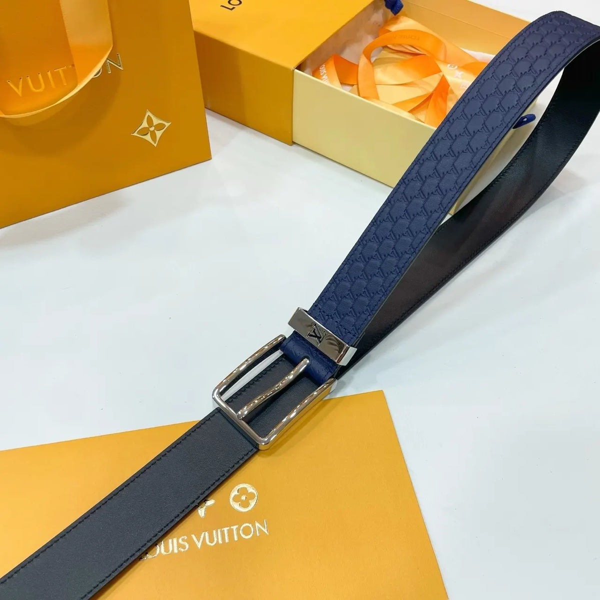 blue Louis Vuitton Navy Belt - Hình 9