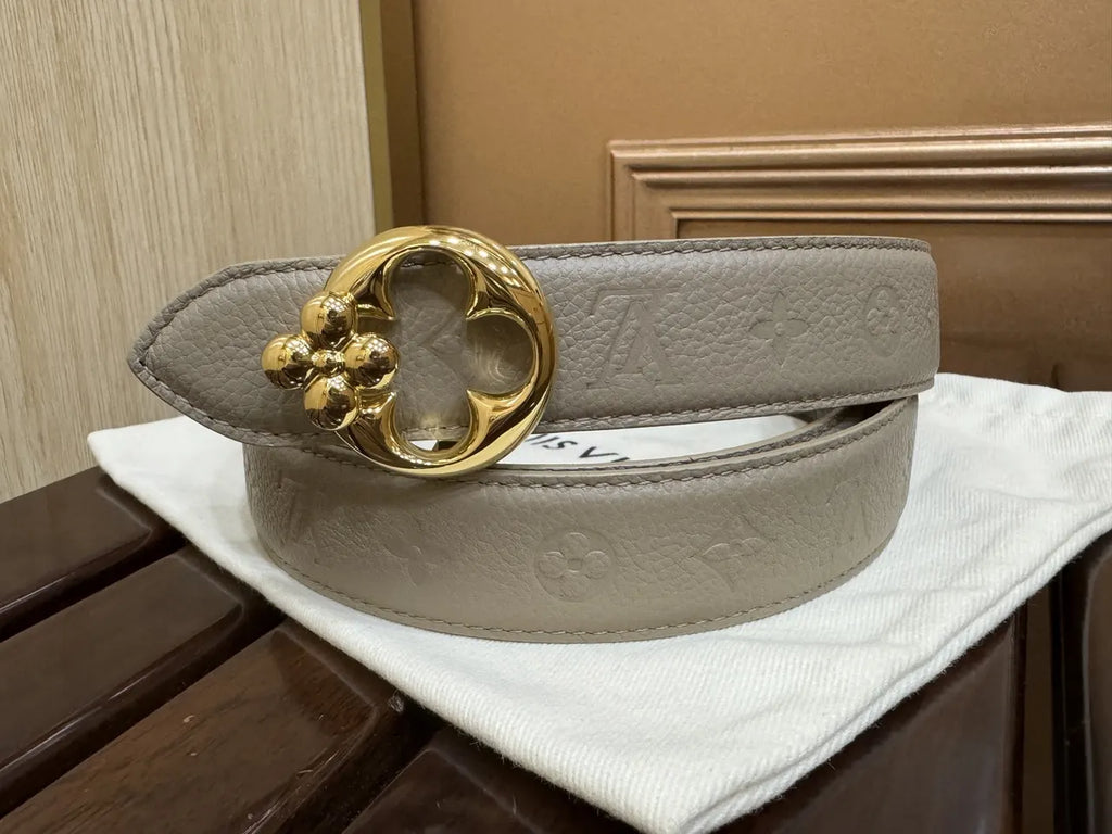 Louis Vuitton Gray Leather Clover Belt - Hình 3