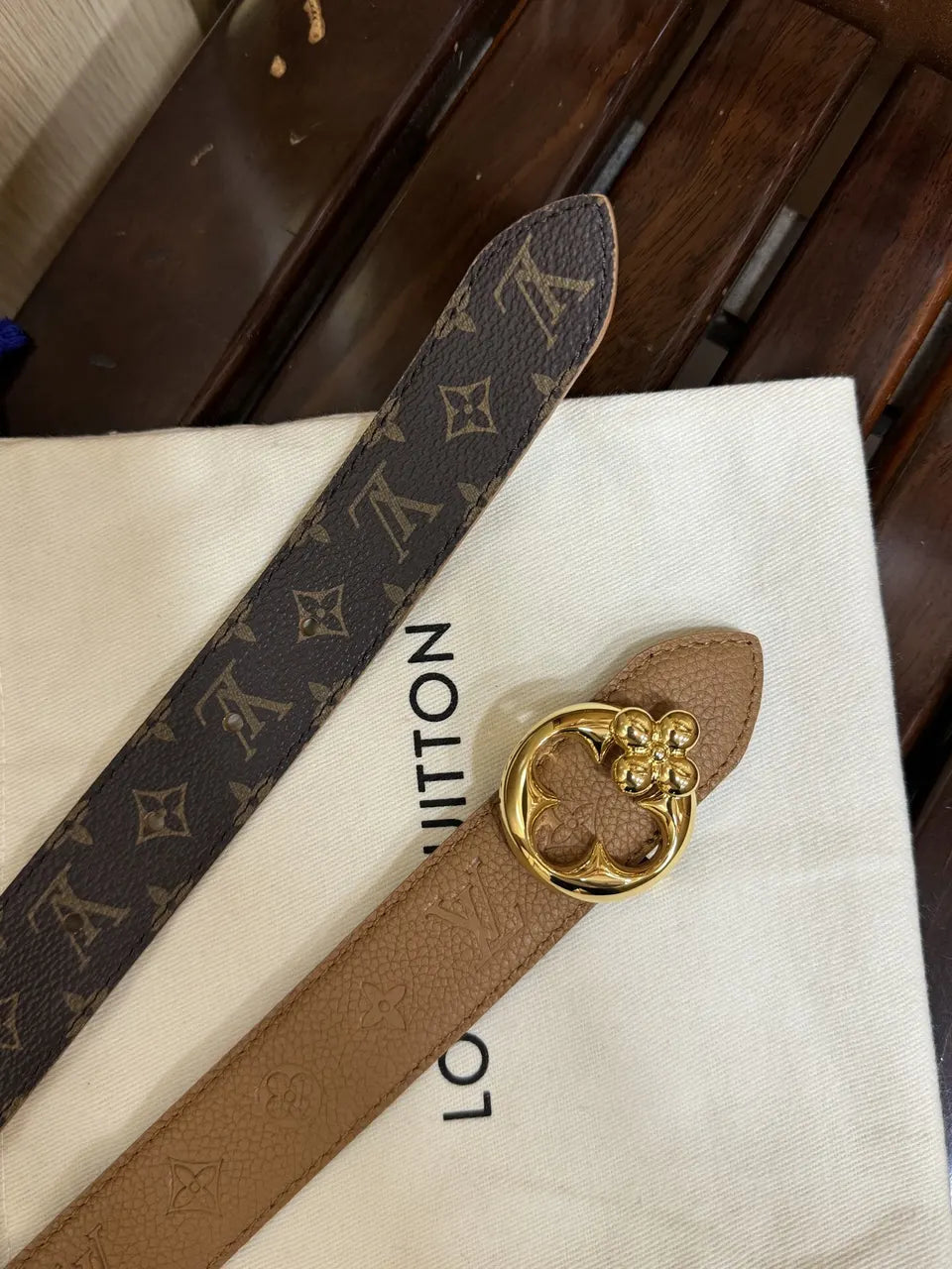 Louis Vuitton Tan Leather Belt - Hình 2