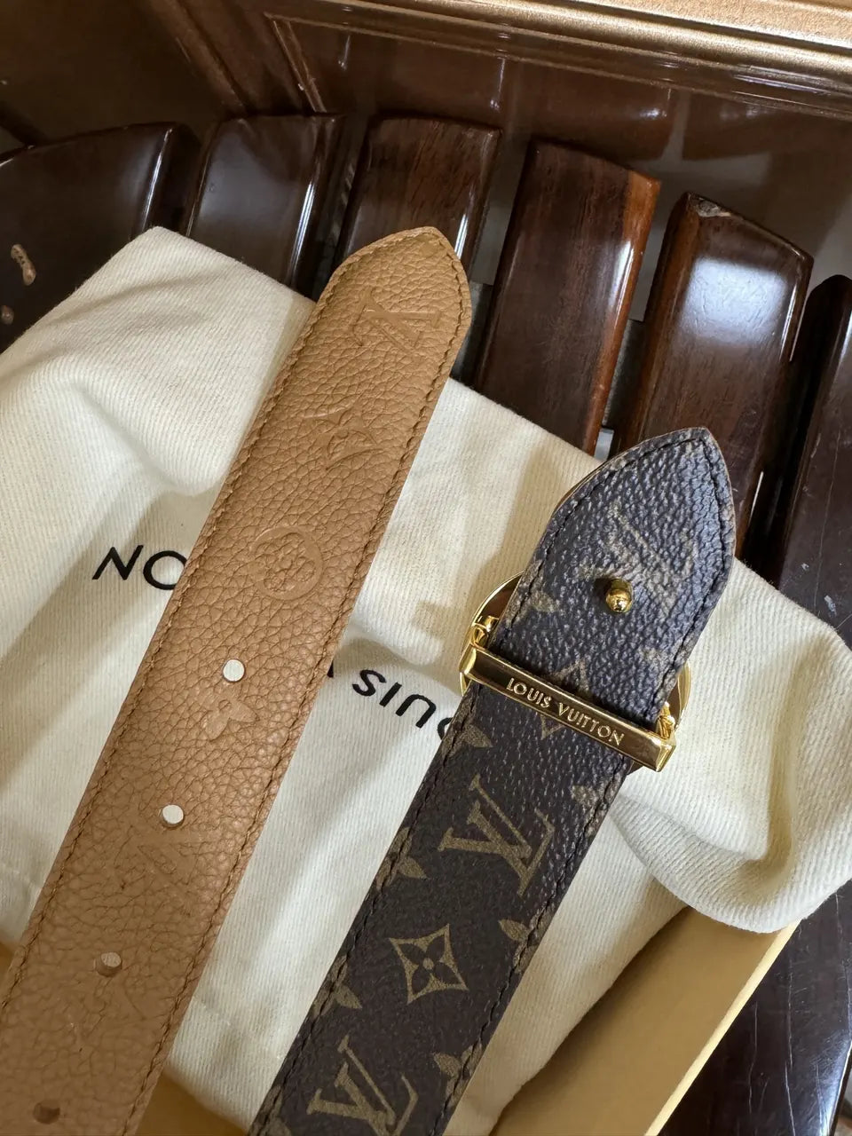 Louis Vuitton Tan Leather Belt - Hình 4