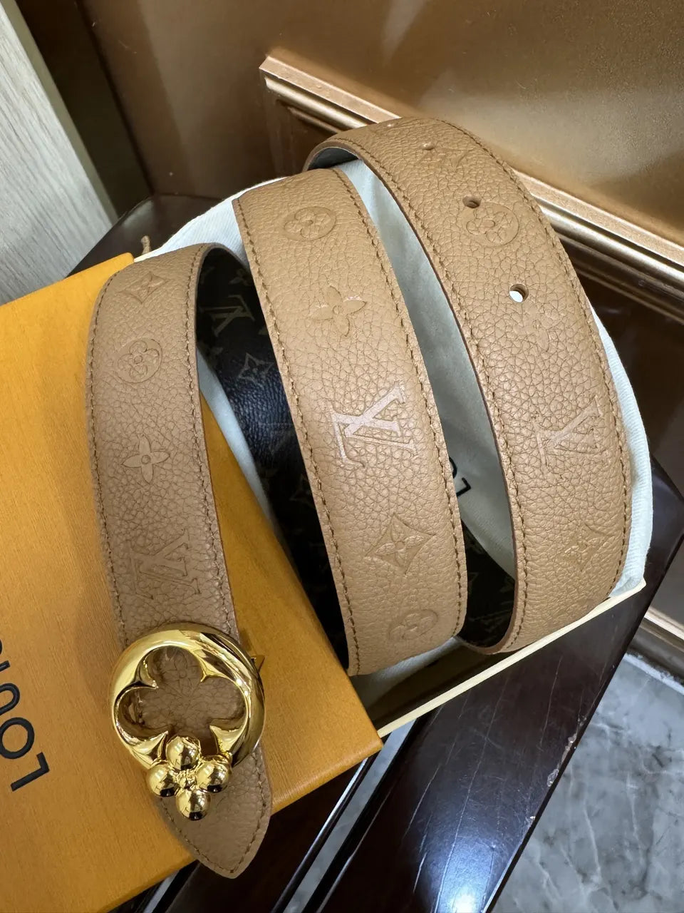 Louis Vuitton Tan Leather Belt - Hình 6