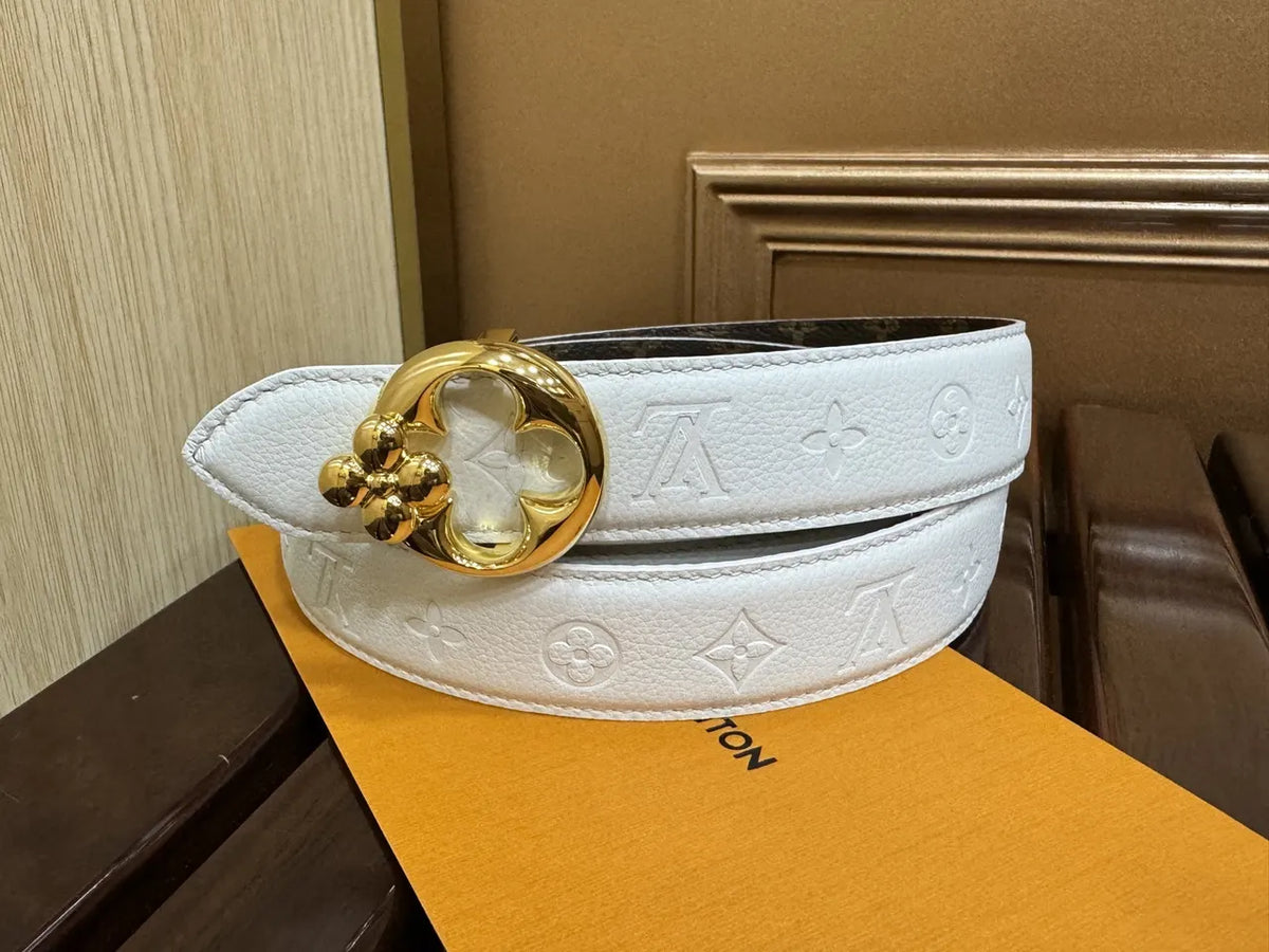 Louis Vuitton White Leather Belt - Hình 2