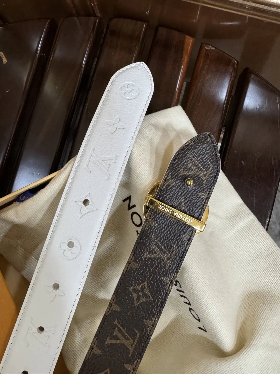 Louis Vuitton White Leather Belt - Hình 5