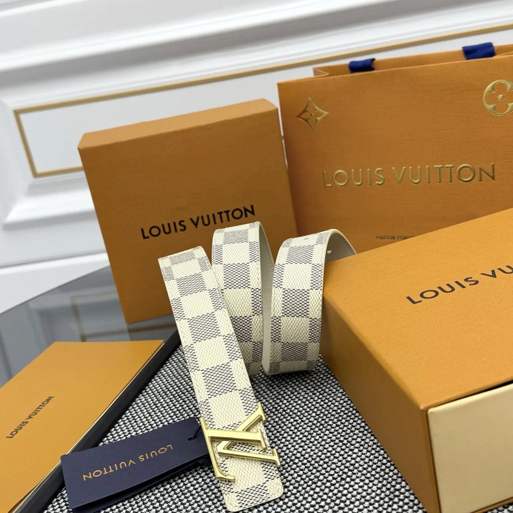 gold Louis Vuitton Damier Azur Belt