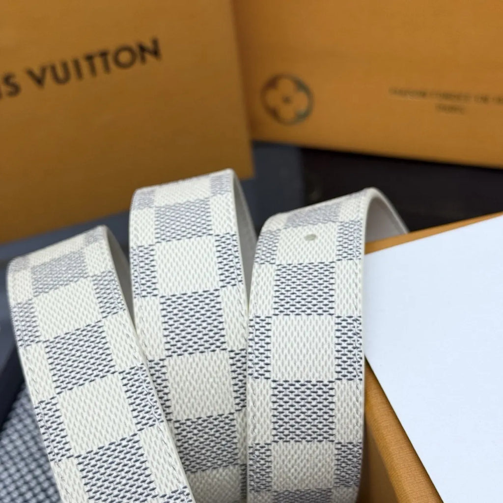 gold Louis Vuitton Damier Azur Belt - Hình 2