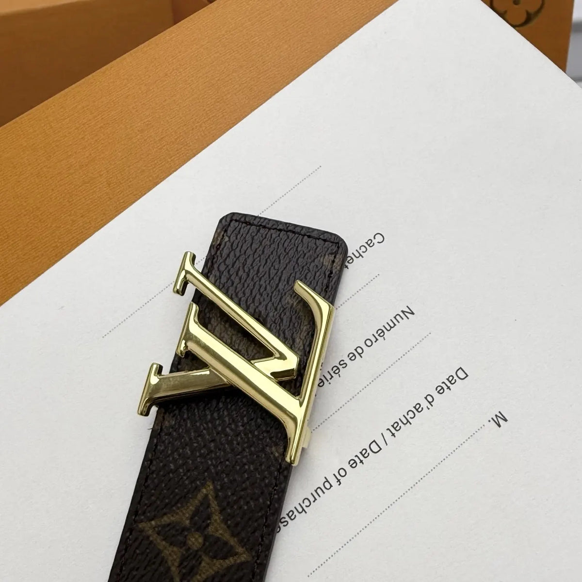 brown Louis Vuitton Monogram Belt - Hình 4