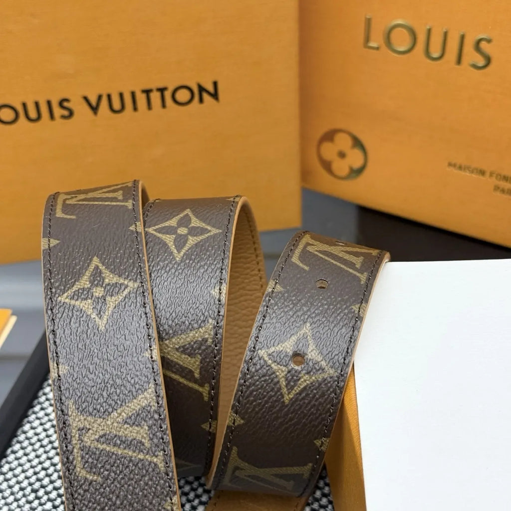 monogram Louis Vuitton Brown Leather Belt - Hình 2