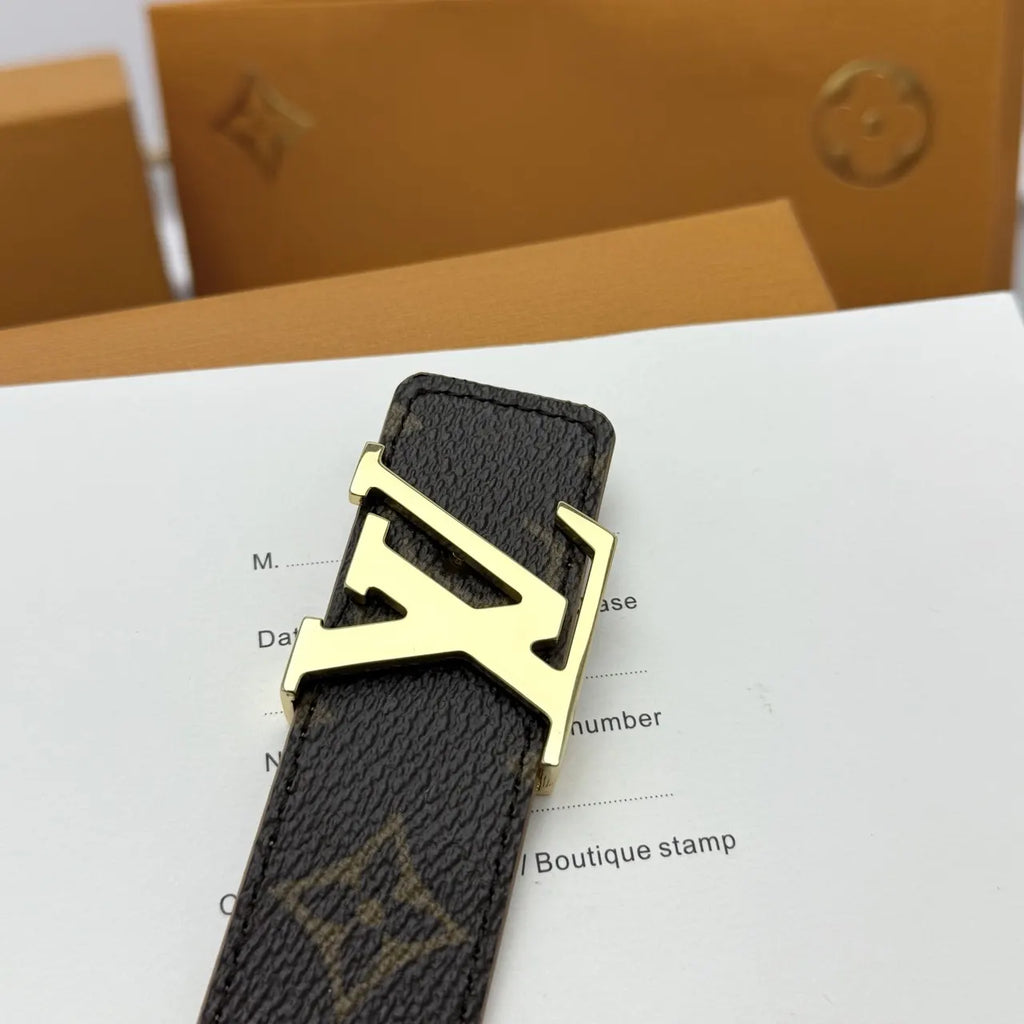 monogram Louis Vuitton Brown Leather Belt - Hình 3