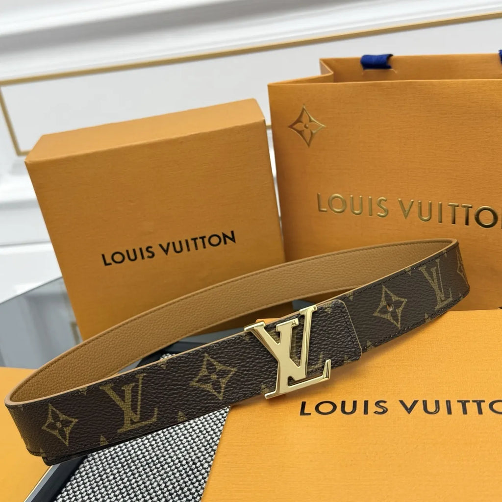 monogram Louis Vuitton Brown Leather Belt - Hình 4