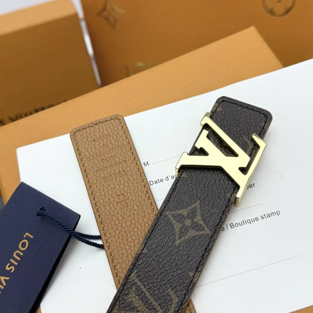 monogram Louis Vuitton Brown Leather Belt - Hình 6