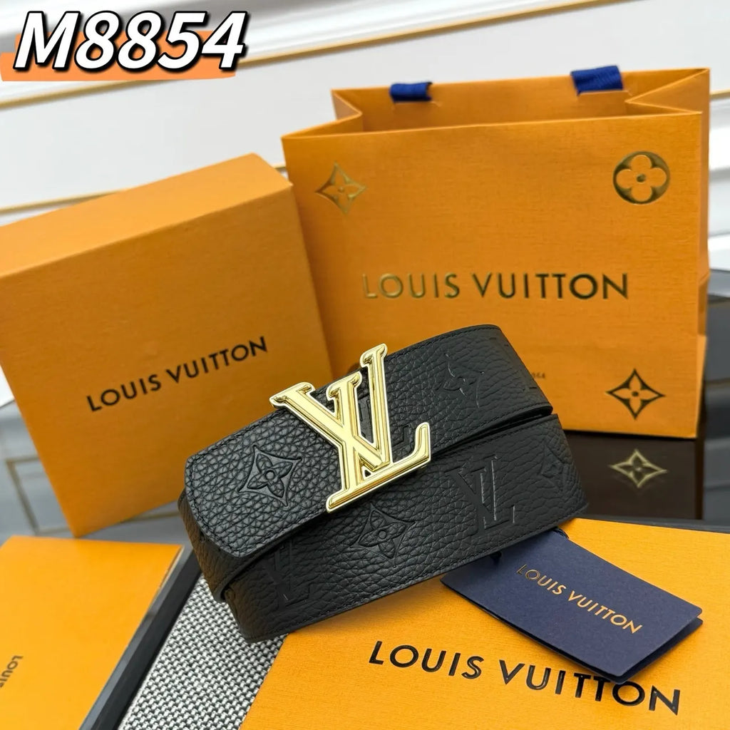 Louis Vuitton Black Embossed Leather Belt