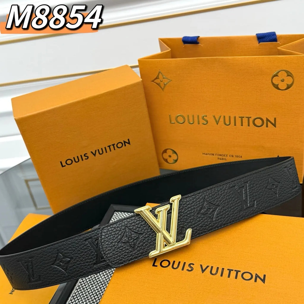 Louis Vuitton Black Embossed Leather Belt - Hình 4