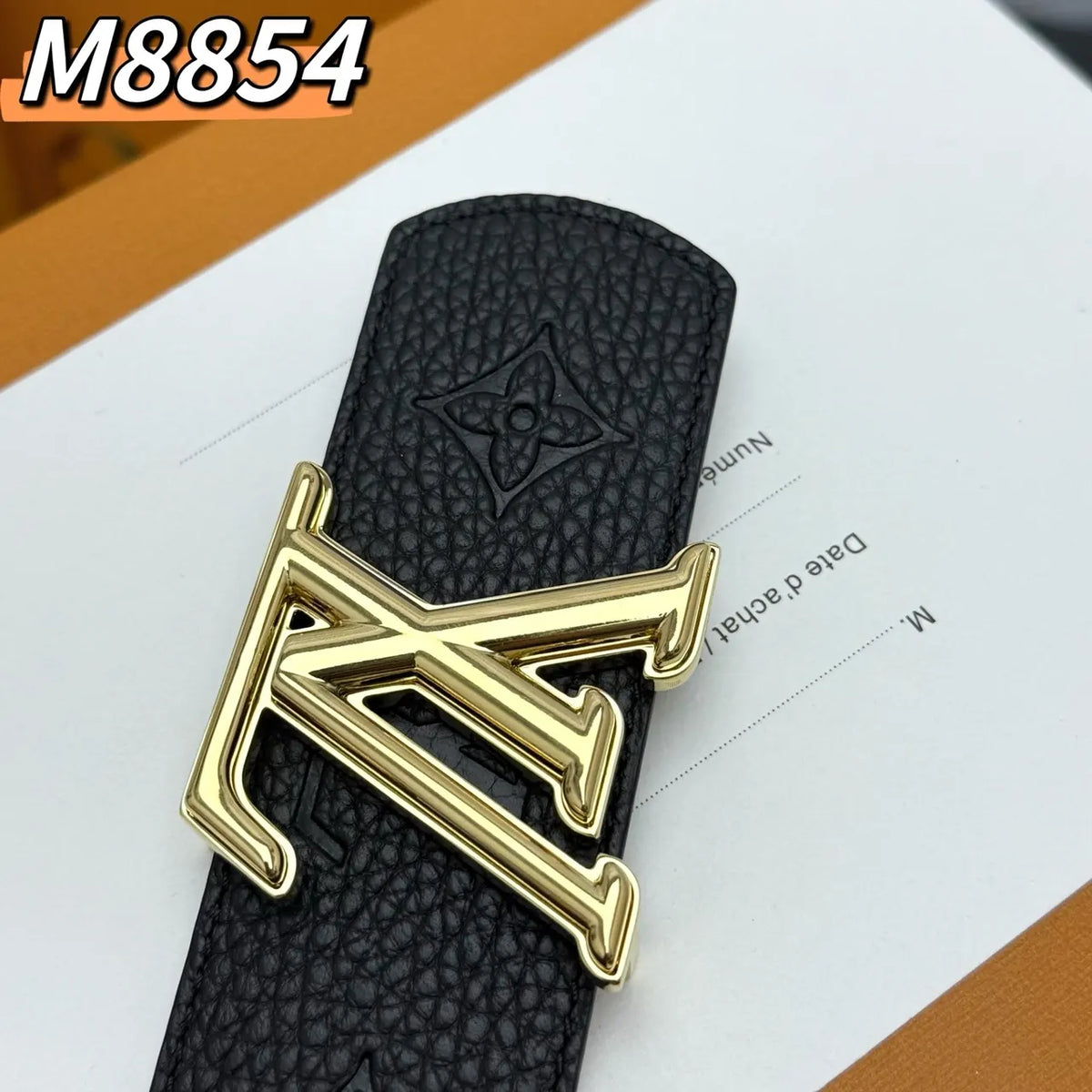Louis Vuitton Black Embossed Leather Belt - Hình 7