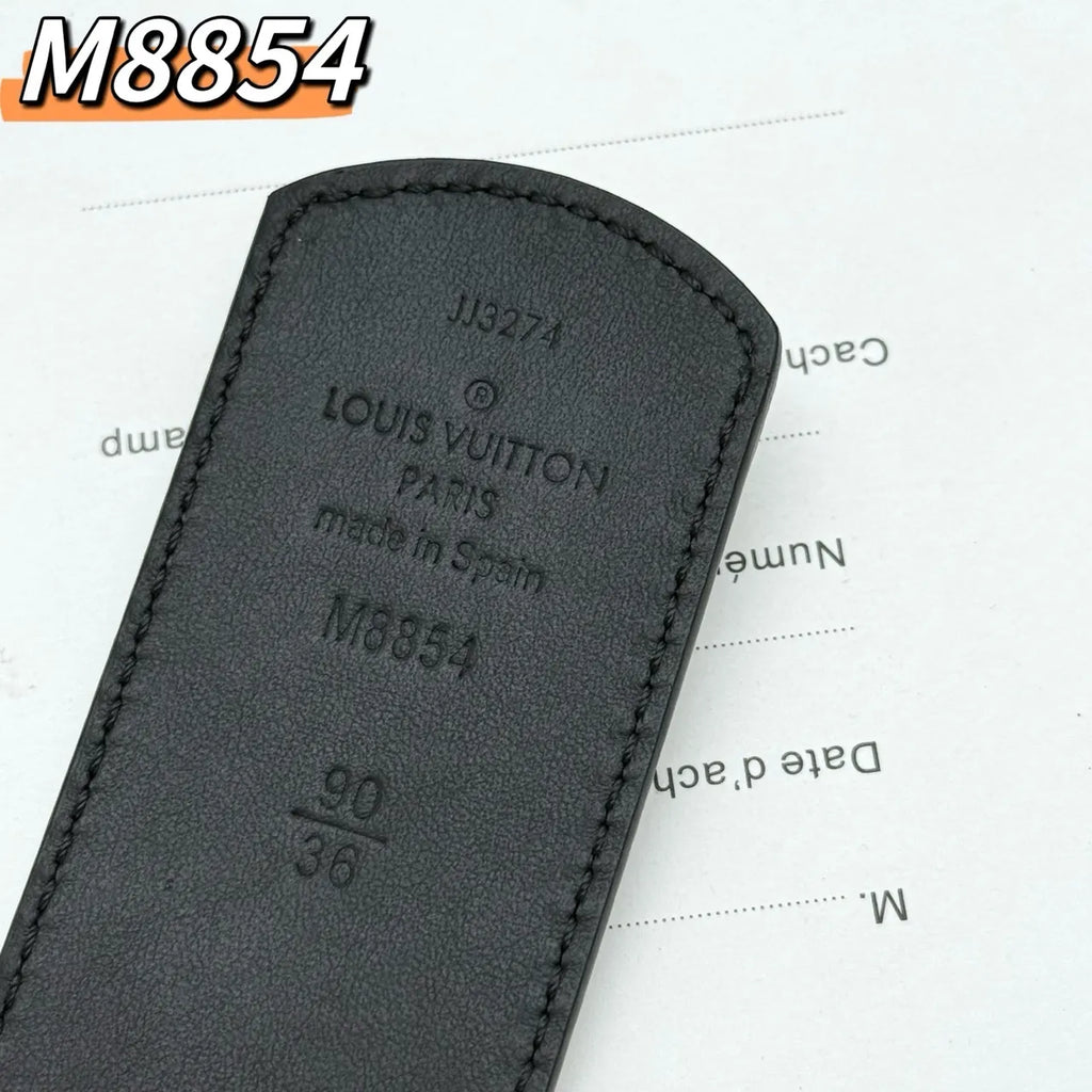Louis Vuitton Black Embossed Leather Belt - Hình 9