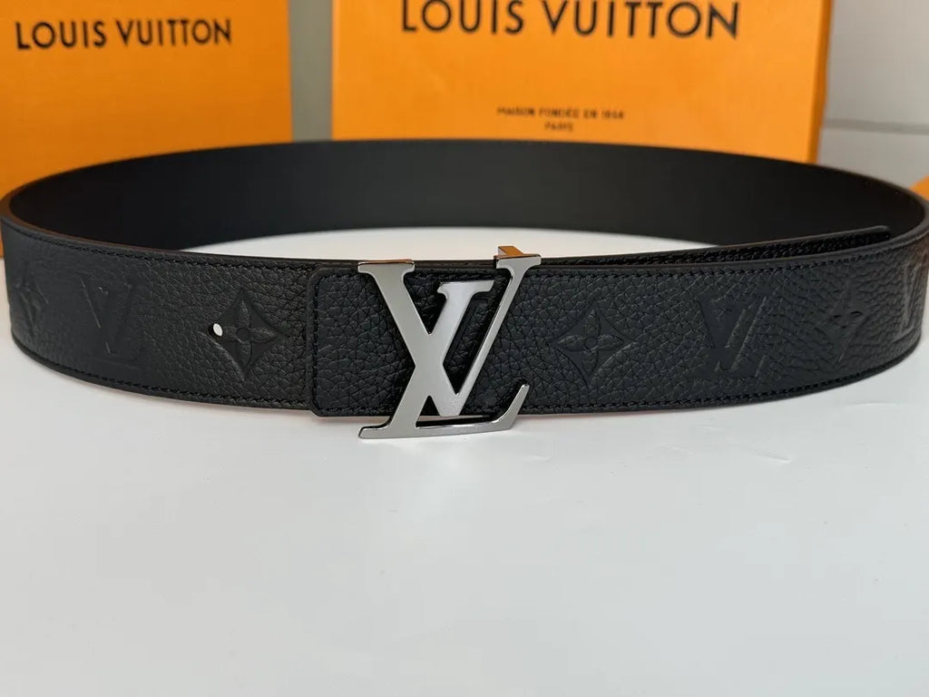 Louis Vuitton Black Embossed Leather Belt