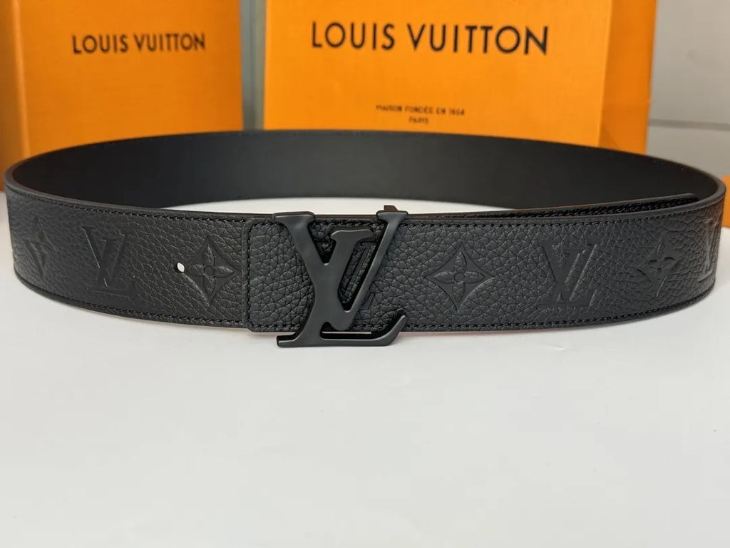 LV Embossed Black Leather Belt