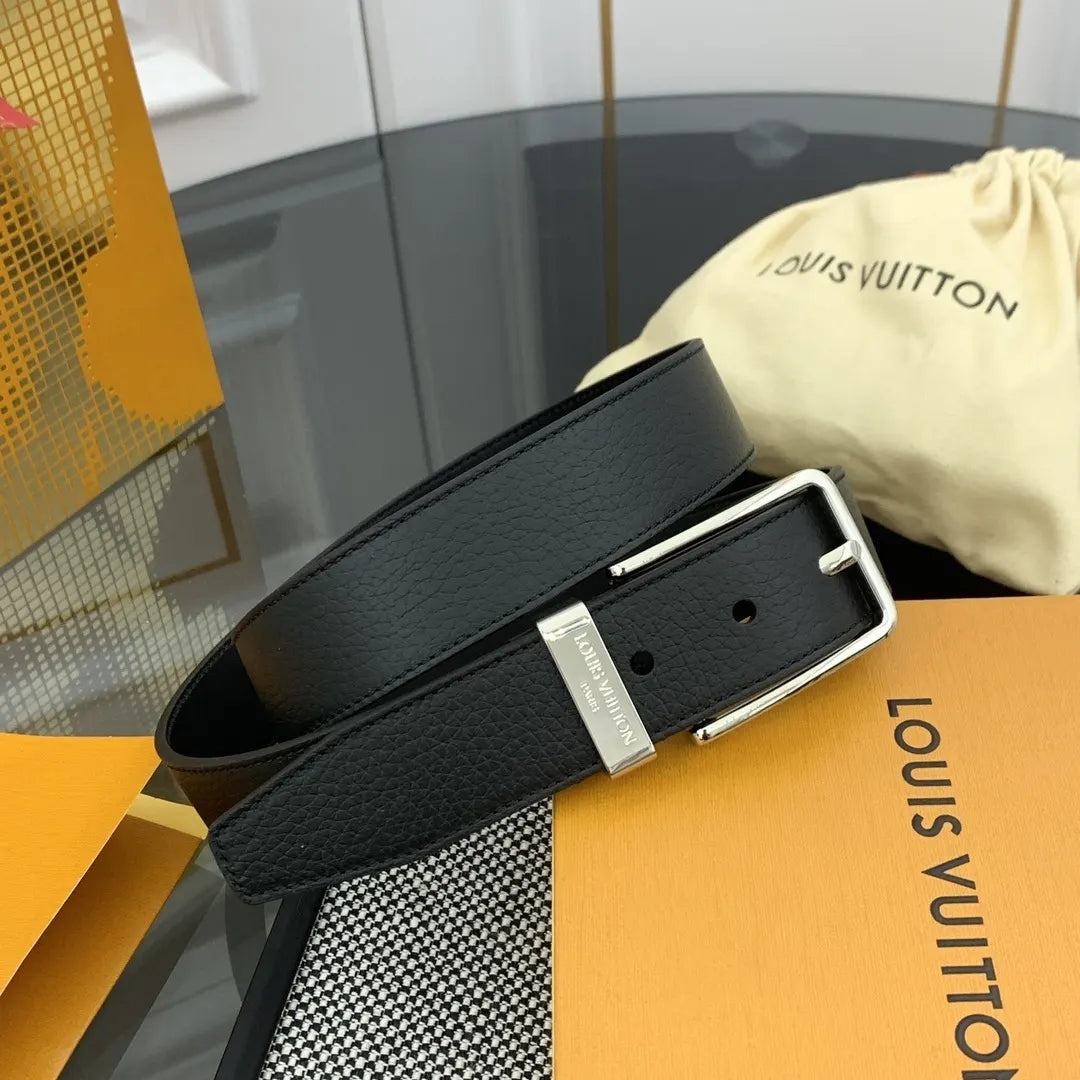reversible Louis Vuitton Black Leather Belt