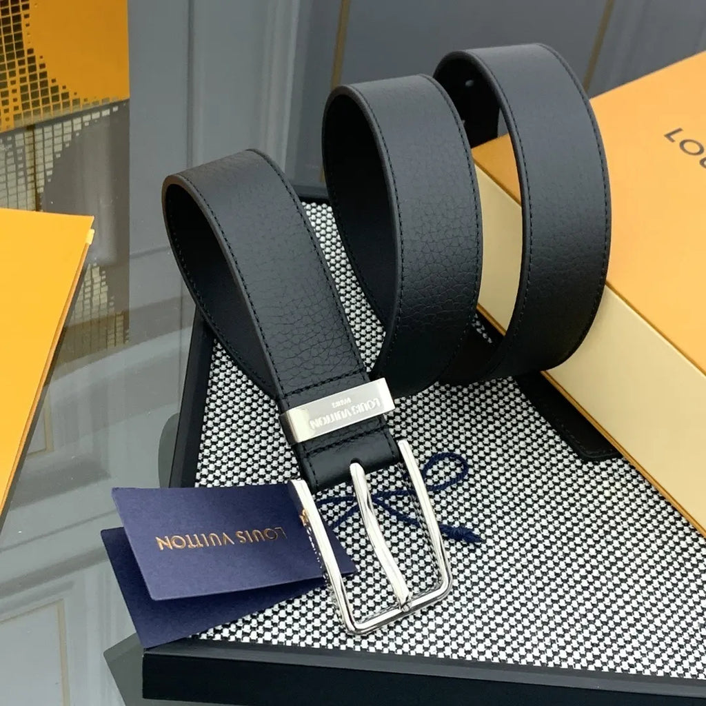 reversible Louis Vuitton Black Leather Belt - Hình 3