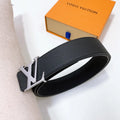 lv Louis Vuitton Black Leather Belt