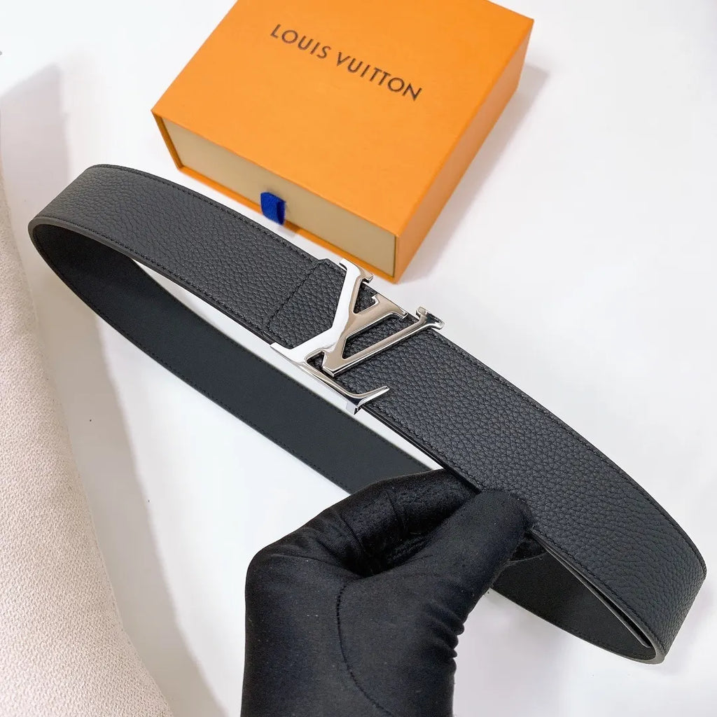 lv Louis Vuitton Black Leather Belt - Hình 5
