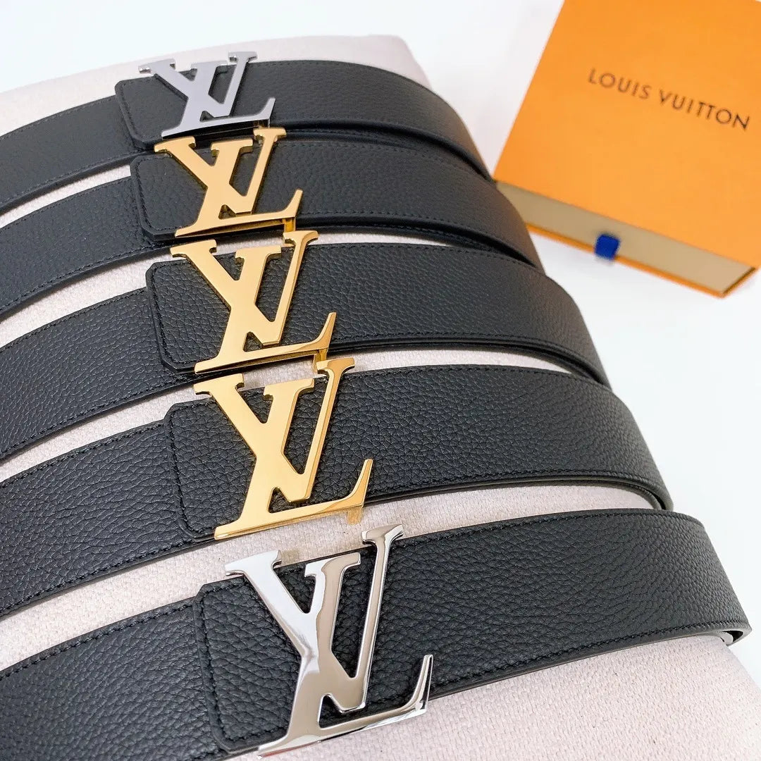 lv Louis Vuitton Black Leather Belt - Hình 6