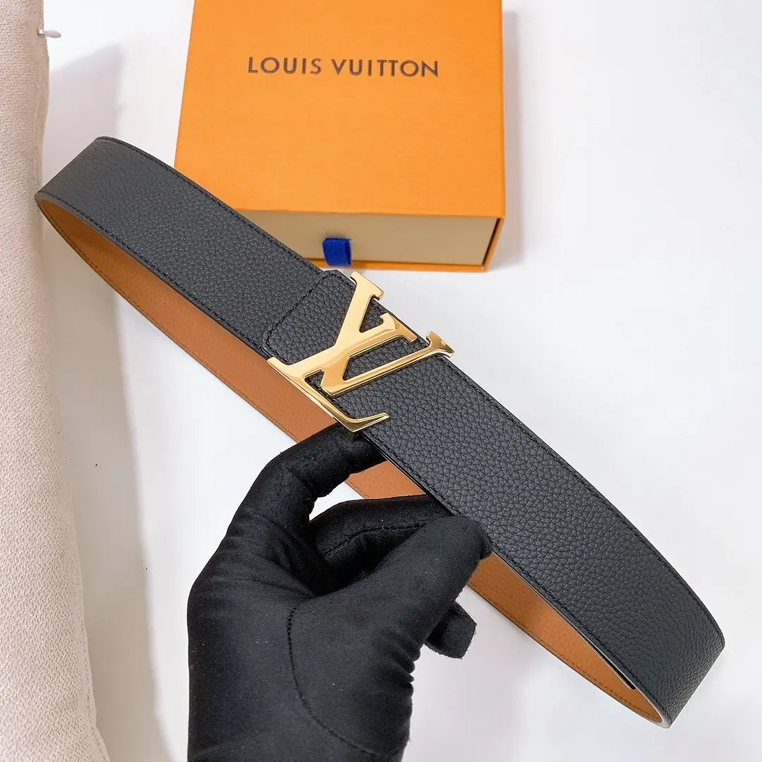 Louis Vuitton Black Leather Gold LV Initiales Belt - Hình 5