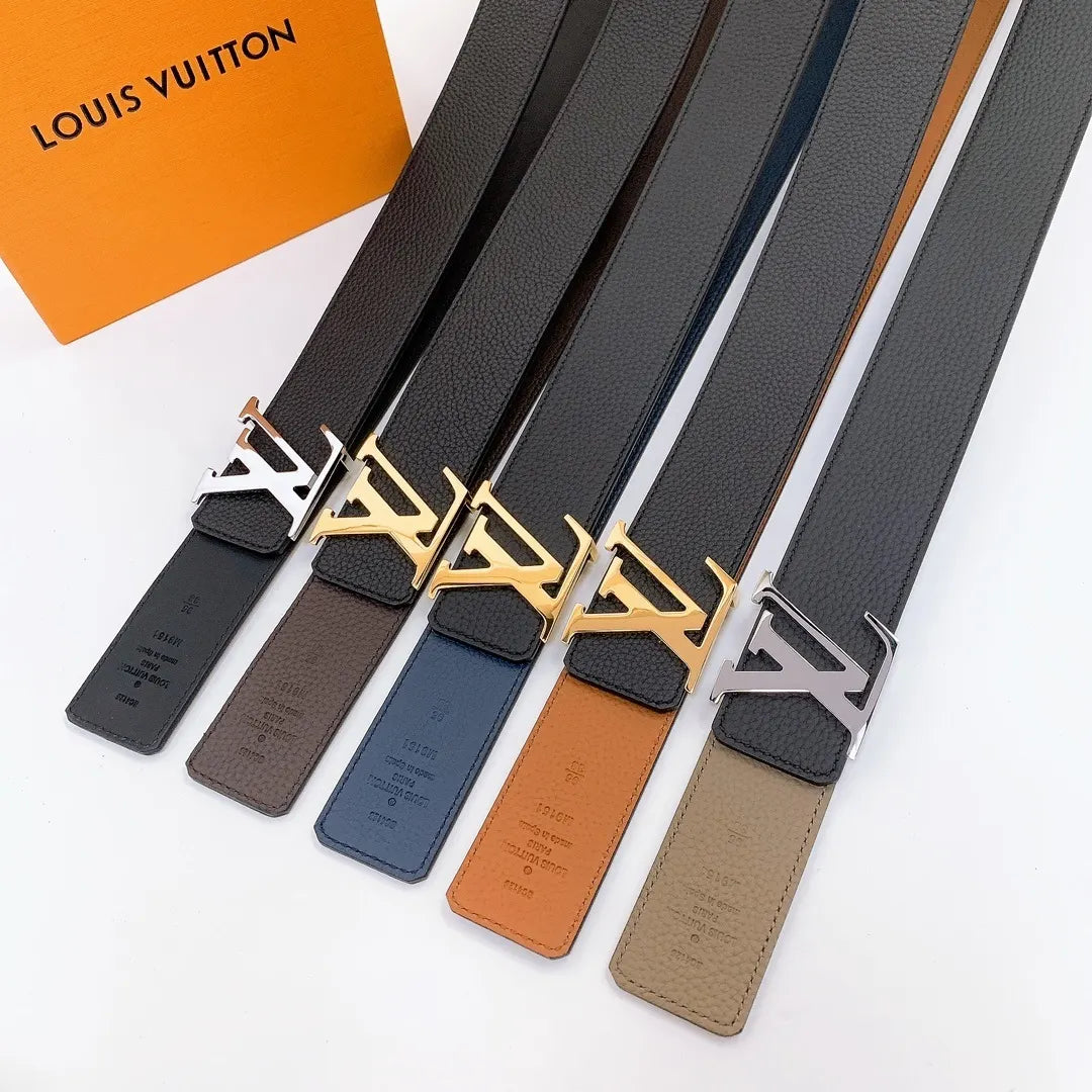 Louis Vuitton Black Leather Gold LV Initiales Belt - Hình 6