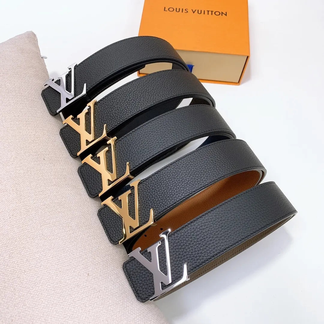 Louis Vuitton Black Leather Belt silver - Hình 6