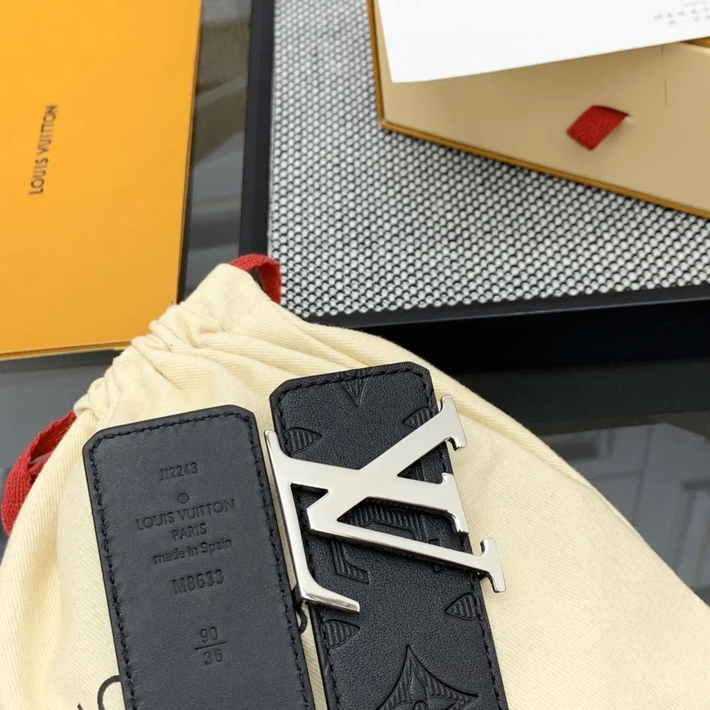monogram Louis Vuitton Embossed Black Belt - Hình 5