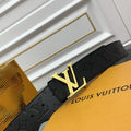 LV Black Embossed Leather Belt