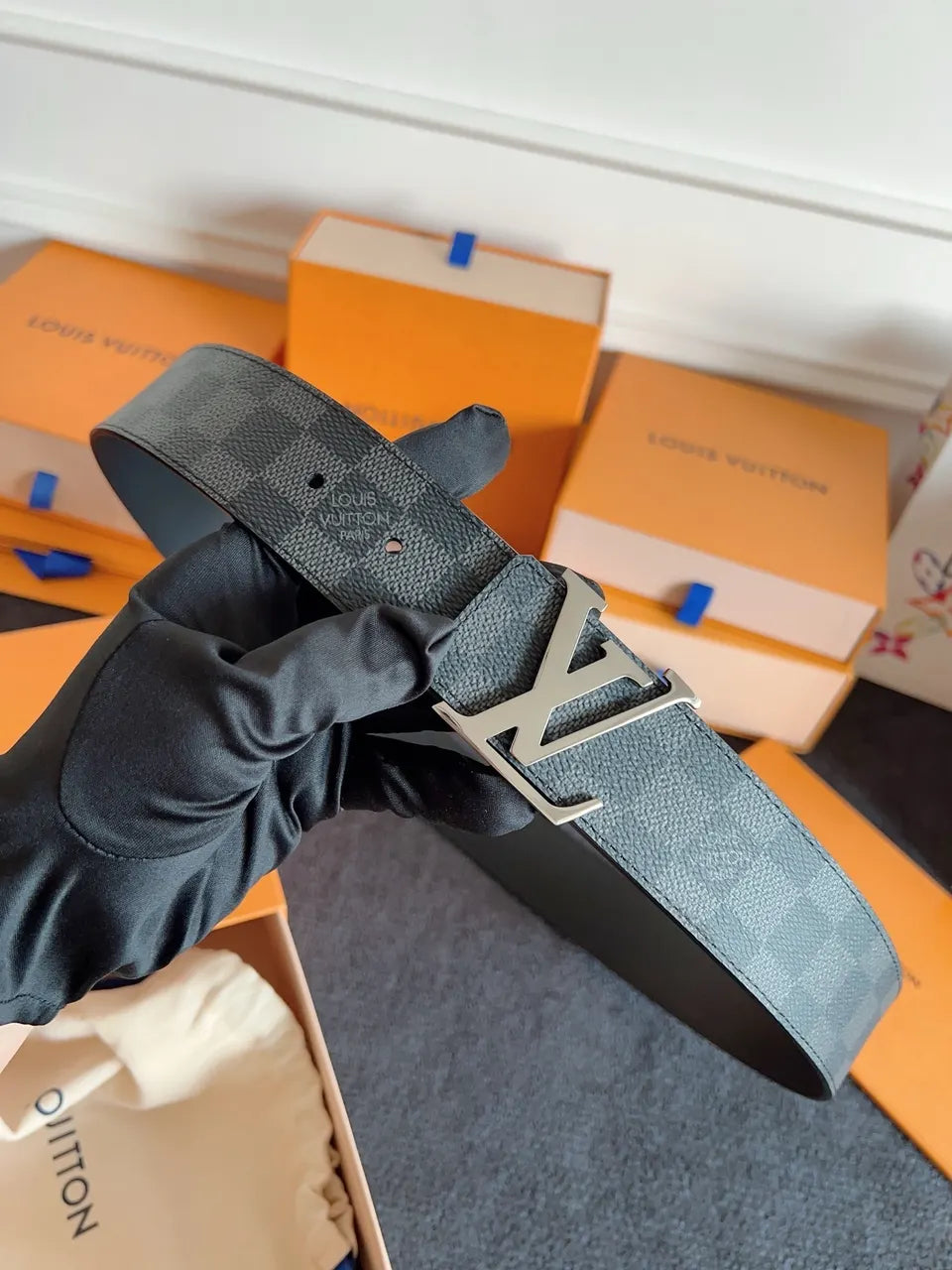 Louis Vuitton Black Damier Infini Belt - Hình 7