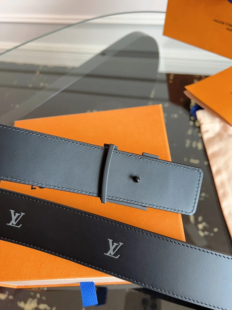 matte Louis Vuitton Black Leather Belt - Hình 8