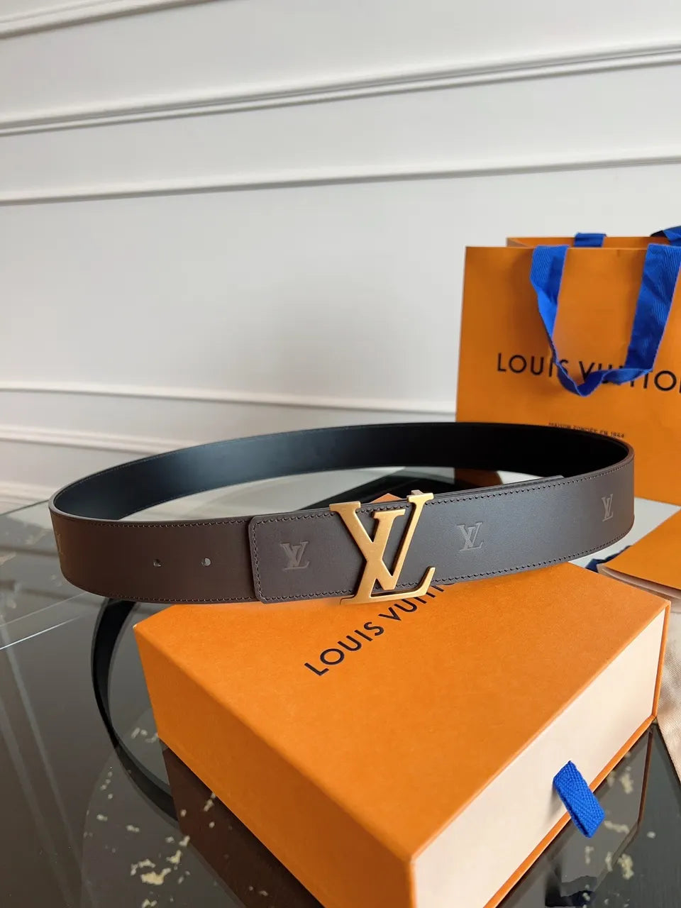 Louis Vuitton Brown Leather LV Initiales Belt - Hình 6