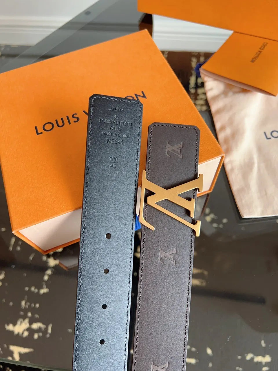 Louis Vuitton Brown Leather LV Initiales Belt - Hình 7