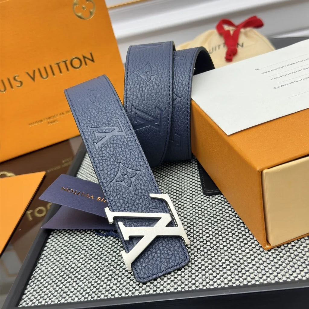 Louis Vuitton Blue Embossed Belt - Hình 3