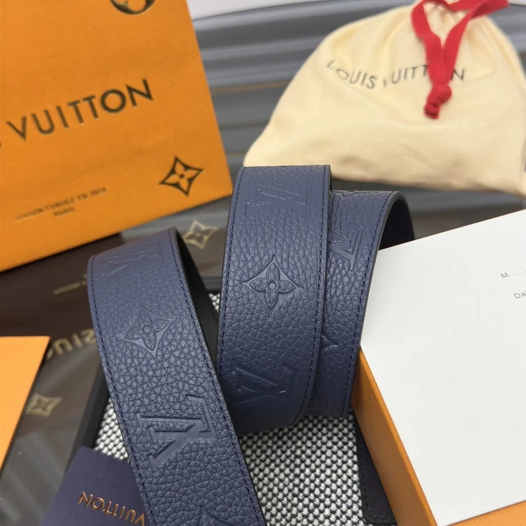 Louis Vuitton Blue Embossed Belt - Hình 4