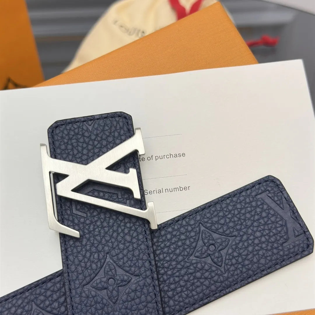 Louis Vuitton Blue Embossed Belt - Hình 5