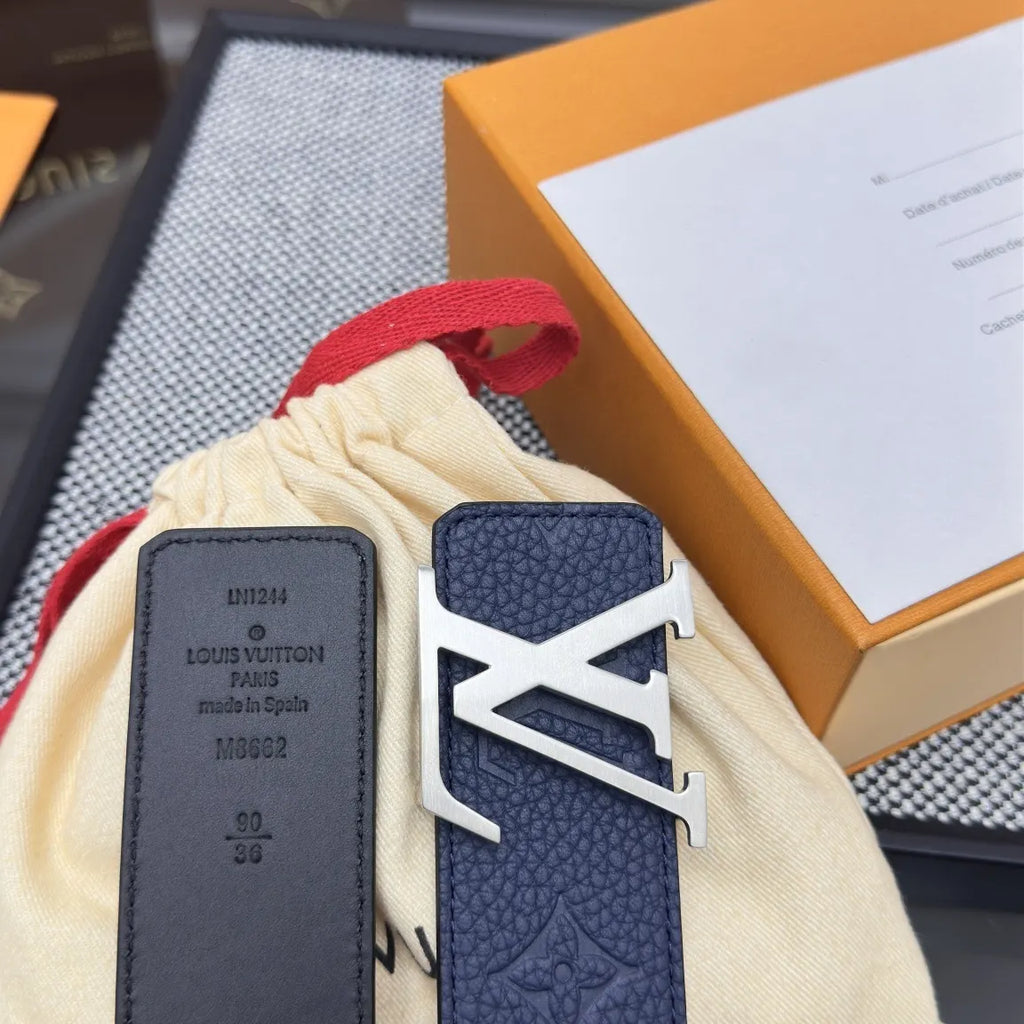 Louis Vuitton Blue Embossed Belt - Hình 6