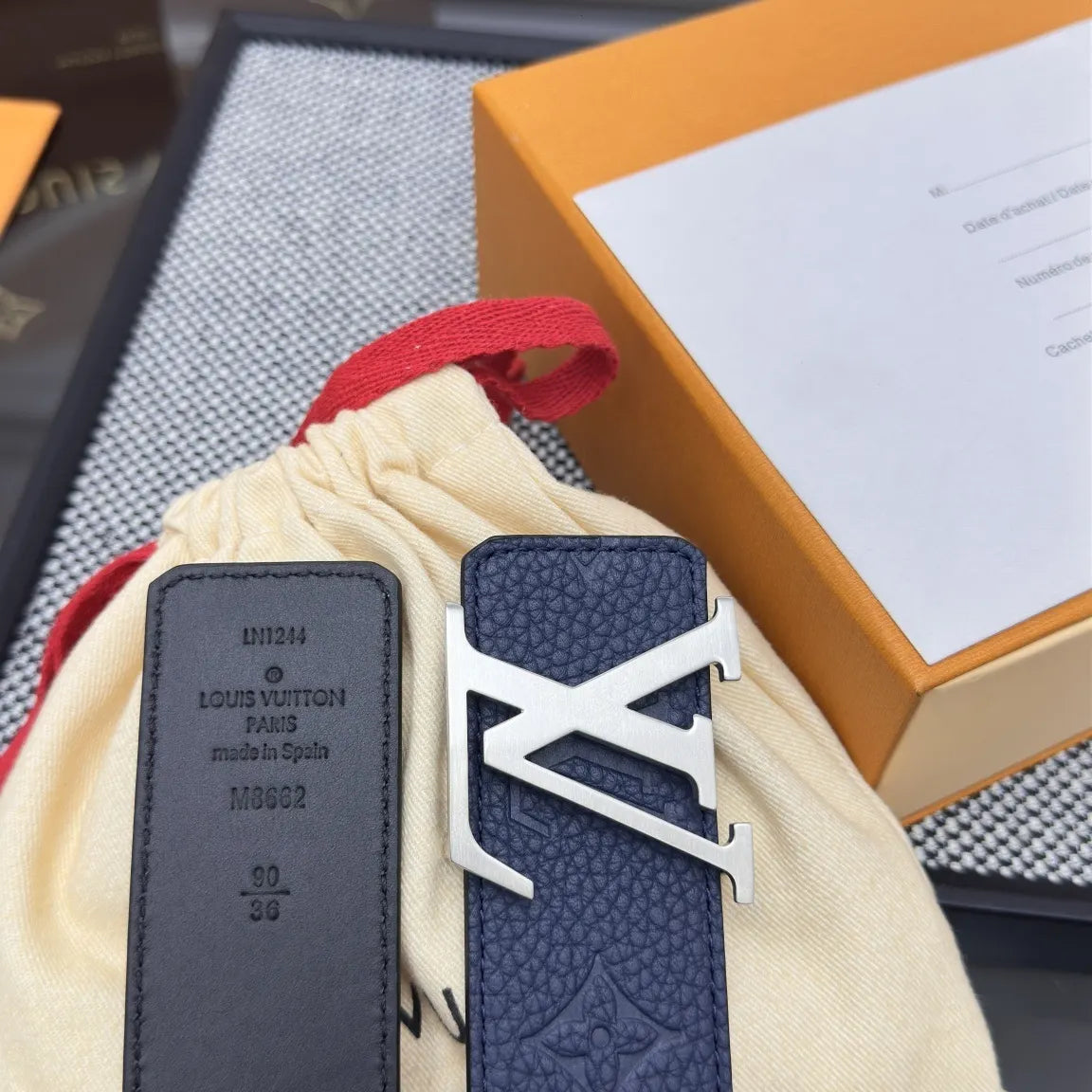 Louis Vuitton Blue Embossed Belt - Hình 6