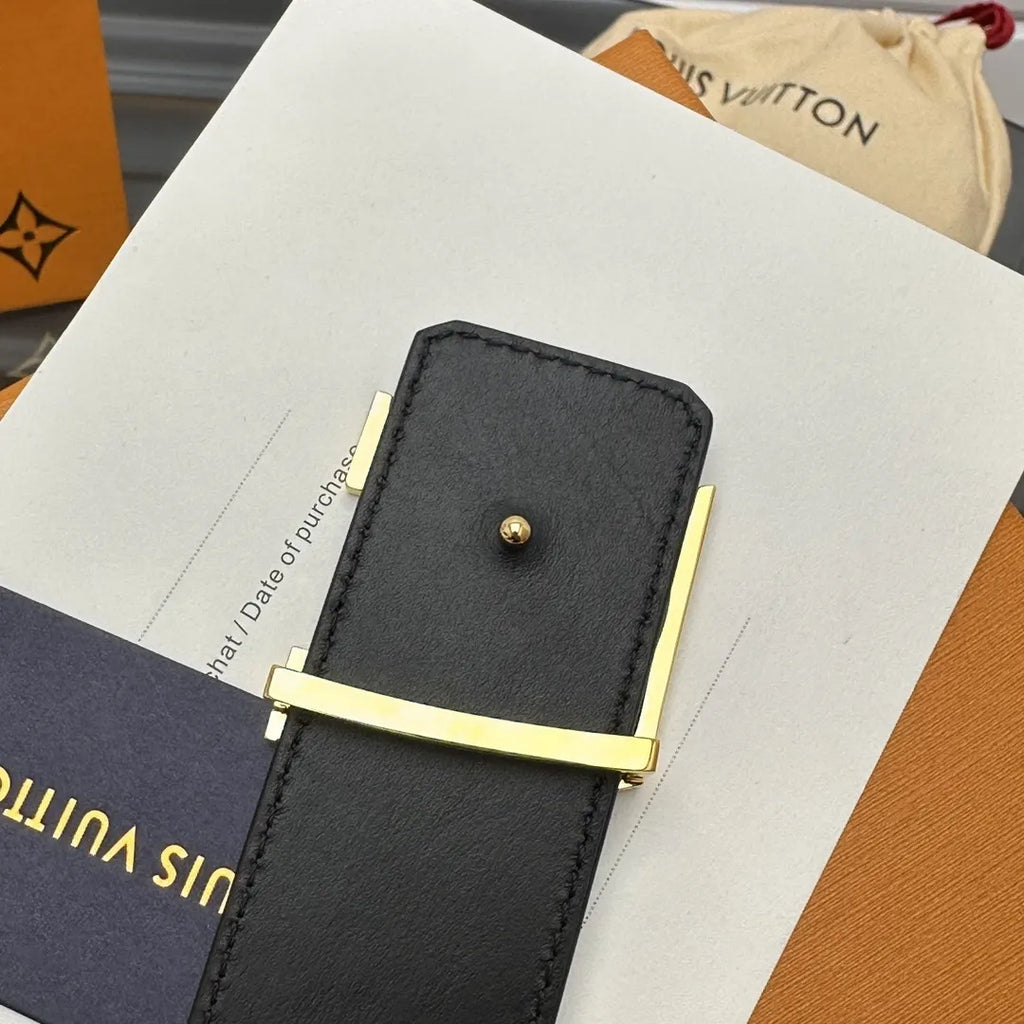 embossed Louis Vuitton Blue Leather Belt - Hình 7