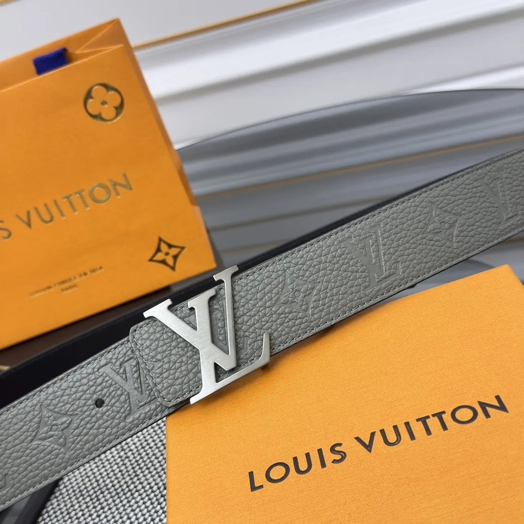 Gray Louis Vuitton Leather Belt