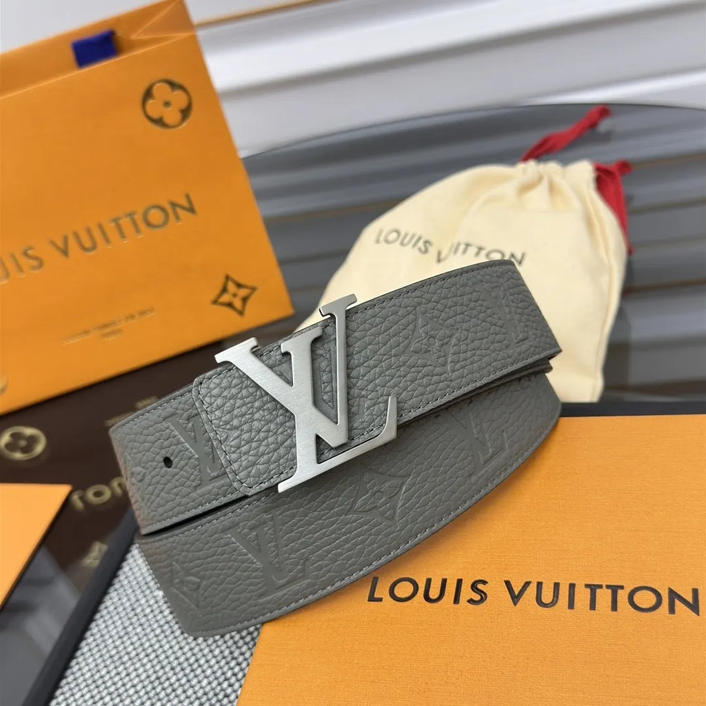 Gray Louis Vuitton Leather Belt - Hình 2