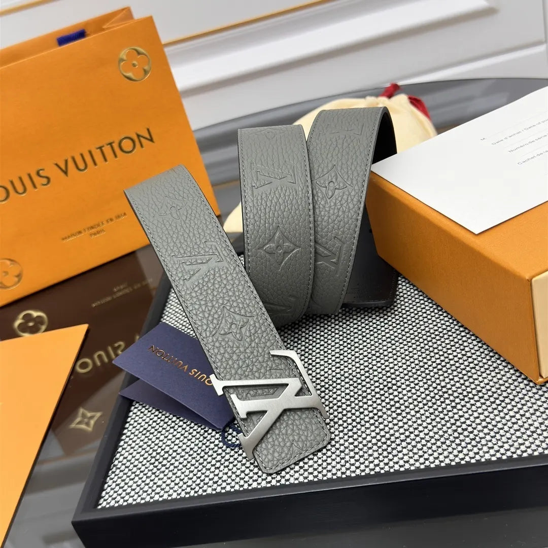Gray Louis Vuitton Leather Belt - Hình 3