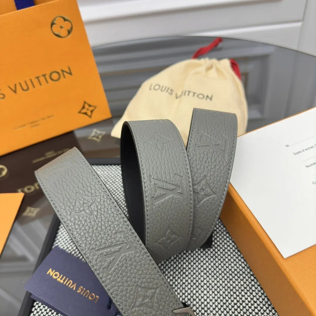 Gray Louis Vuitton Leather Belt - Hình 4