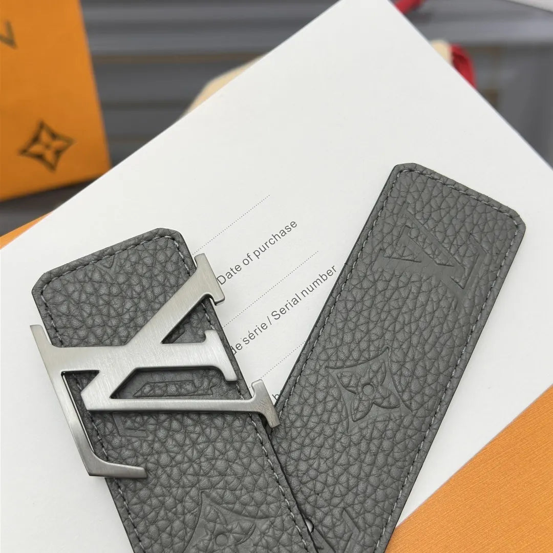 Gray Louis Vuitton Leather Belt - Hình 5